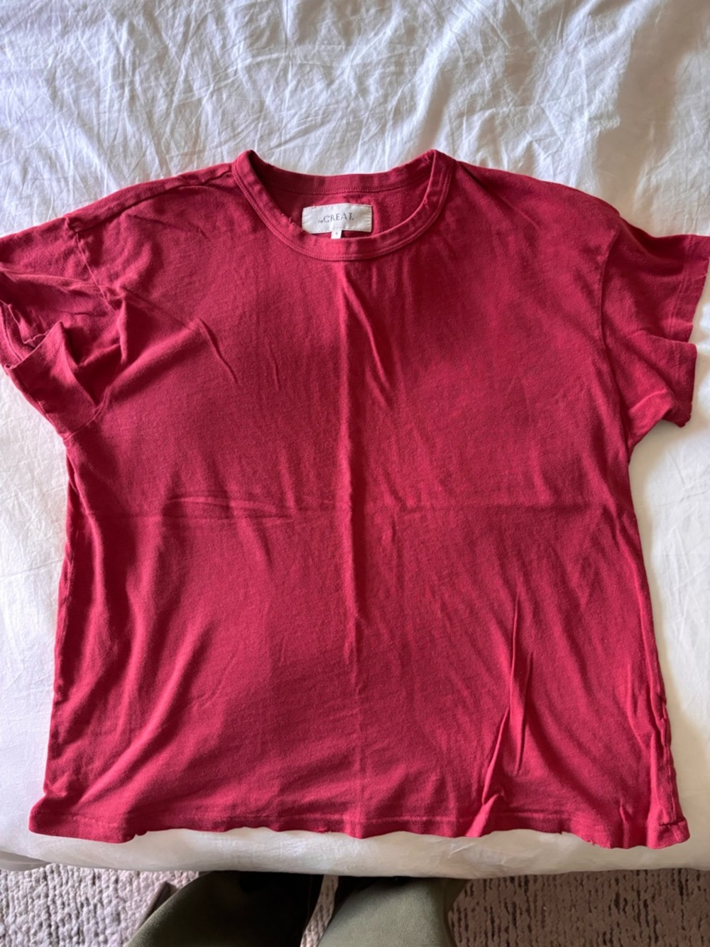 THE GREAT. Short Sleeve Tee in Raspberry Red - Picture 2 of 2